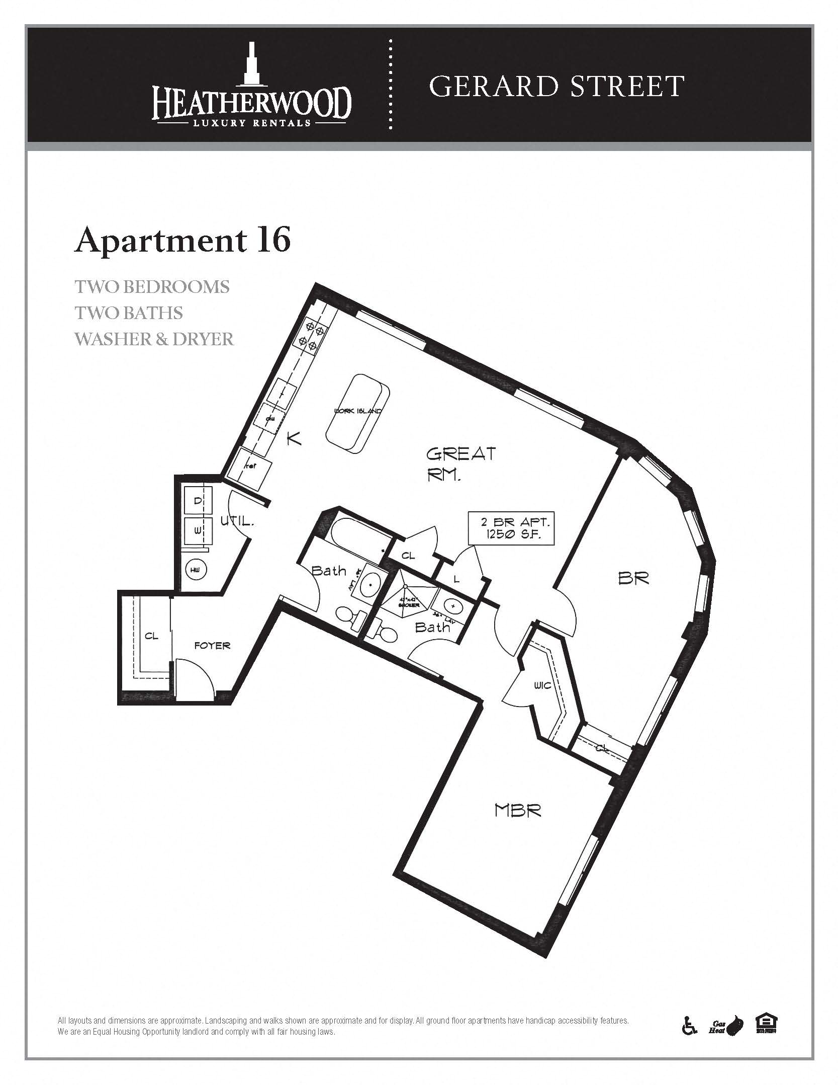 Unit16 Floor Plan at Gerard Street Apartments, Huntington, New York