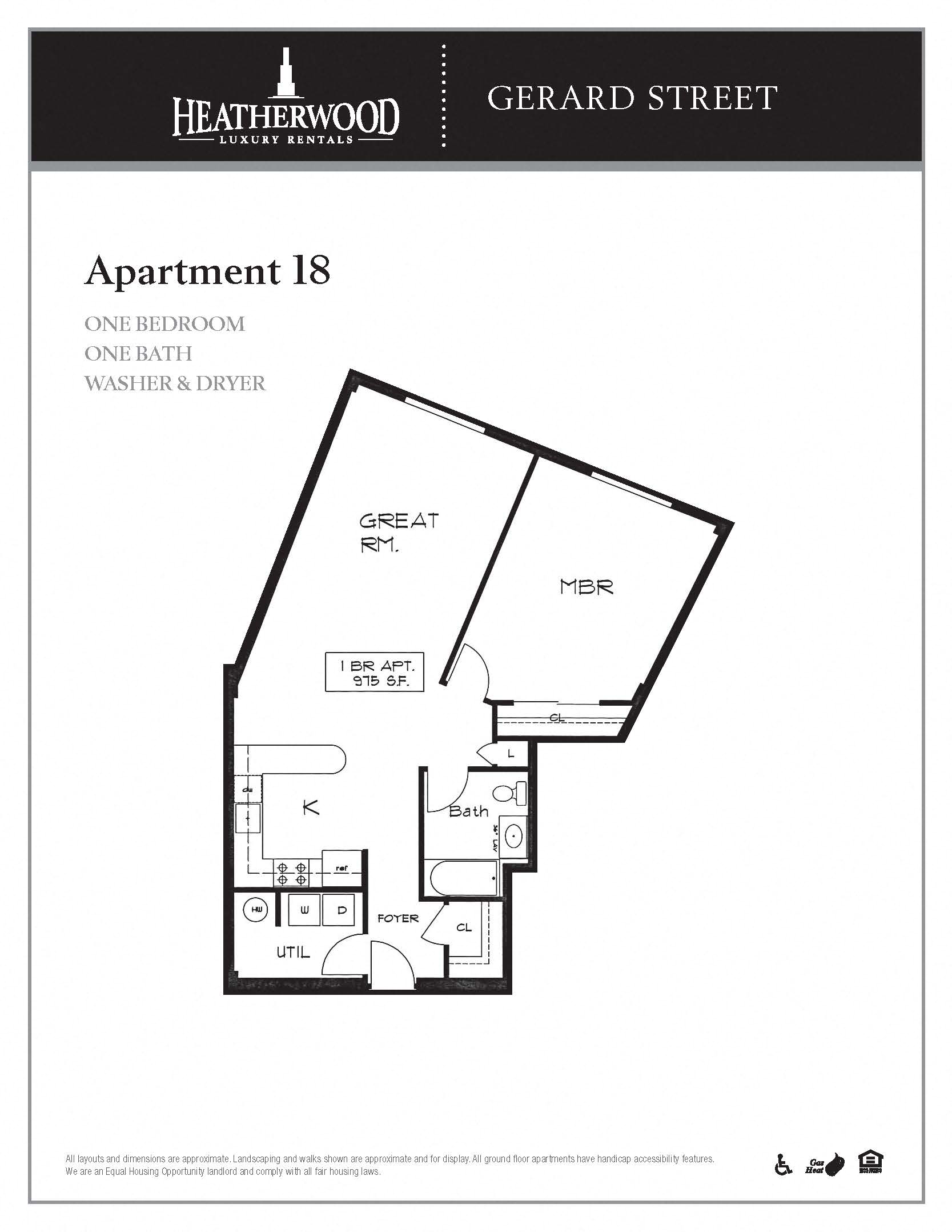 Unit18 Floor Plan at Gerard Street Apartments, Huntington, 11743