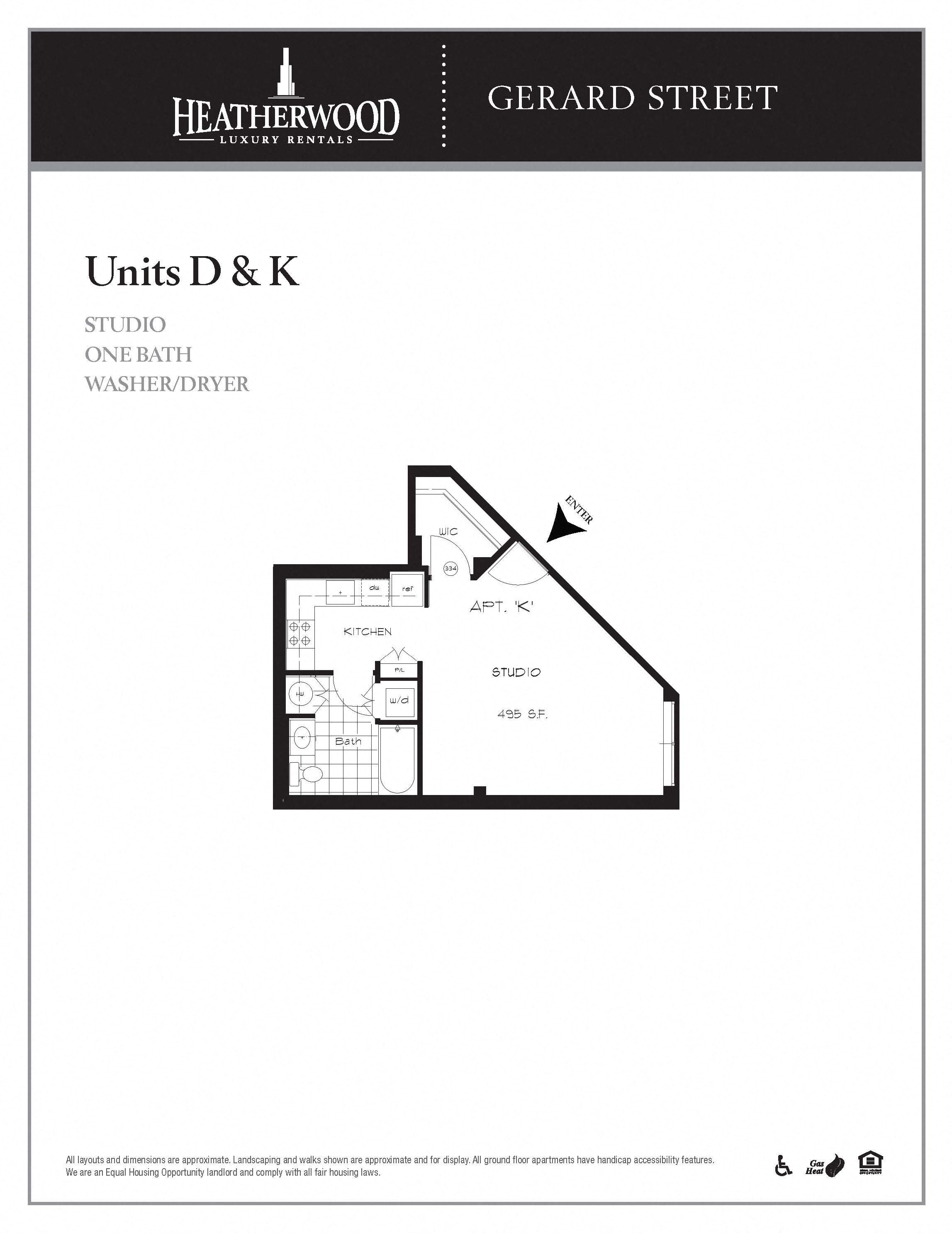 Unit D and K Floor Plan at Gerard Street Apartments, Huntington, NY