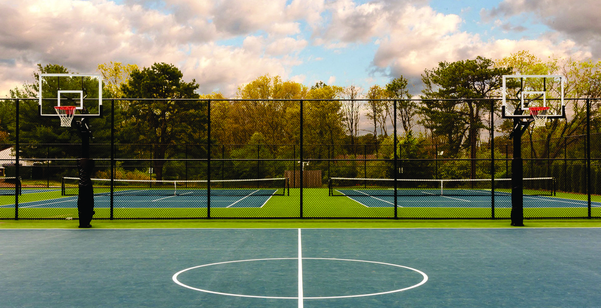 outdoor basketball courts at Villas at Pine Hills, Manorville, New York