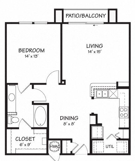 One B Floor Plan| 826 sq.ft. | The Reserve on Cave Creek