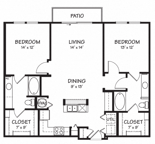 Two B Floor Plan| 1,111 sq.ft. | The Reserve on Cave Creek