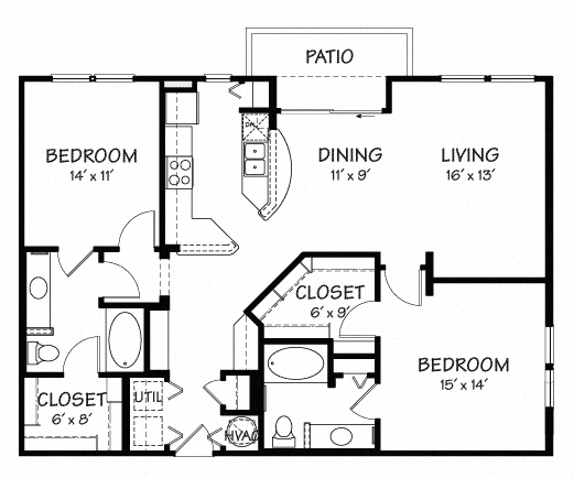 Two D with Sunroom Floor Plan| 1,202 sq.ft. | The Reserve on Cave Creek