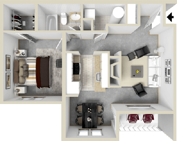 Cutter_2_Floor Planat Waterman's Crossing Apartments in Newport News, VA