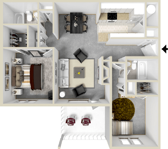Ketch Floor Planat Waterman's Crossing Apartments in Newport News, VA