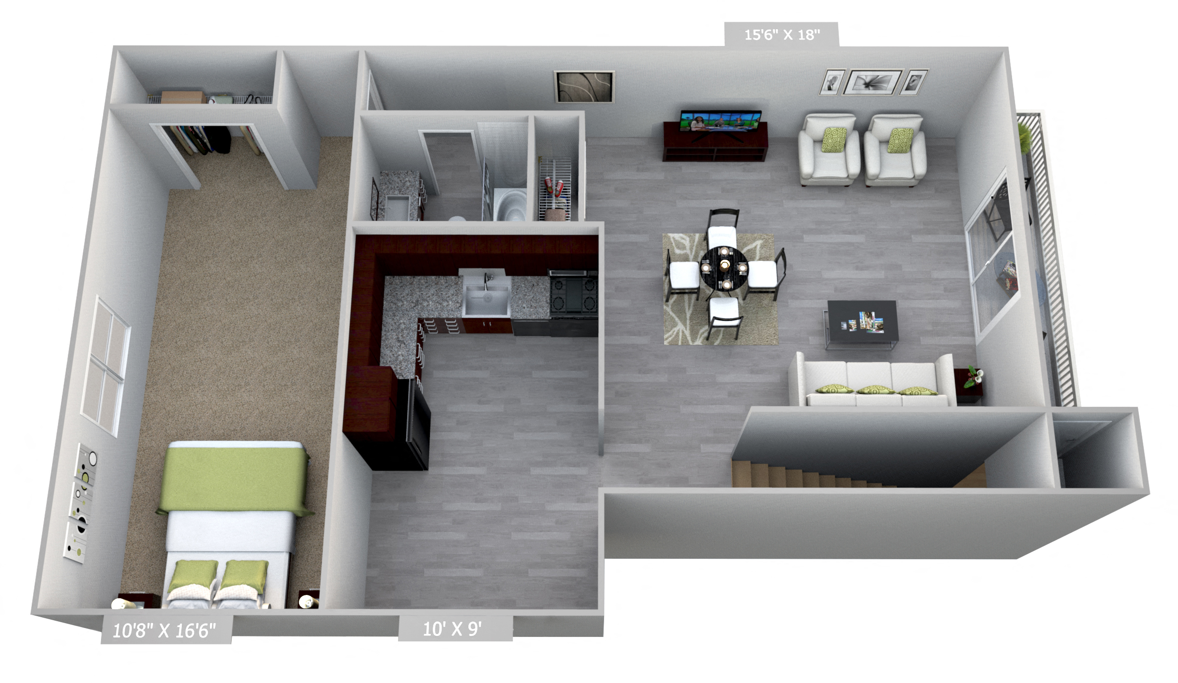Columbia Gardens 1 Bedroom End Unit