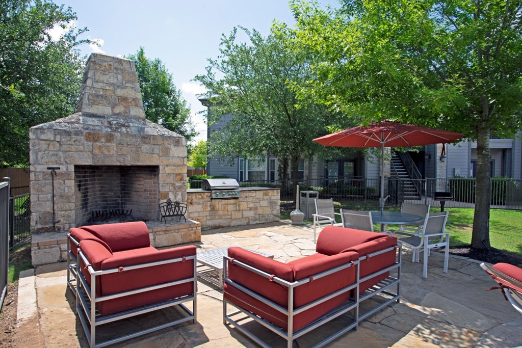 Outdoor fireplace and lounge for our clients
