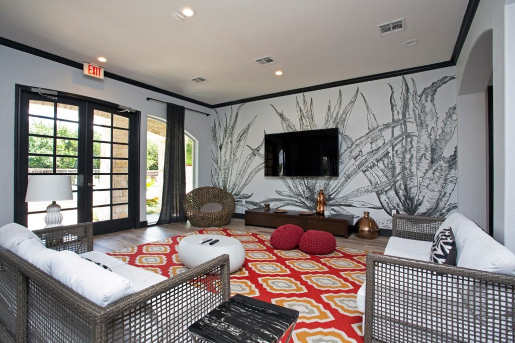 tv with a living room scene in the lounge