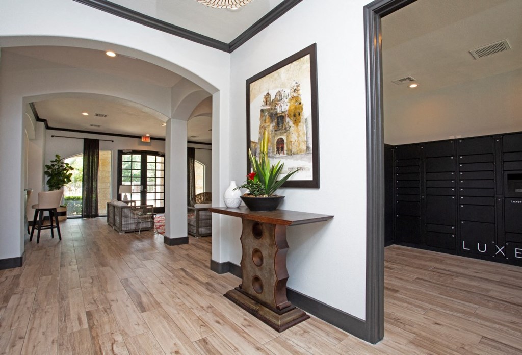 hallway with entrance of our secured area for package delivery