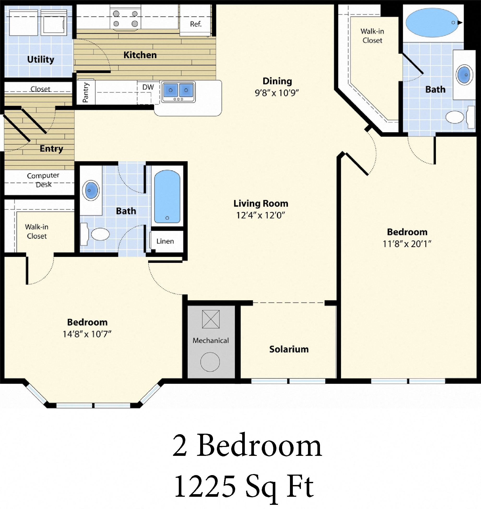 Two Bedroom Two Bath Large