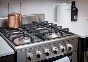 Stainless steel gas range and oven