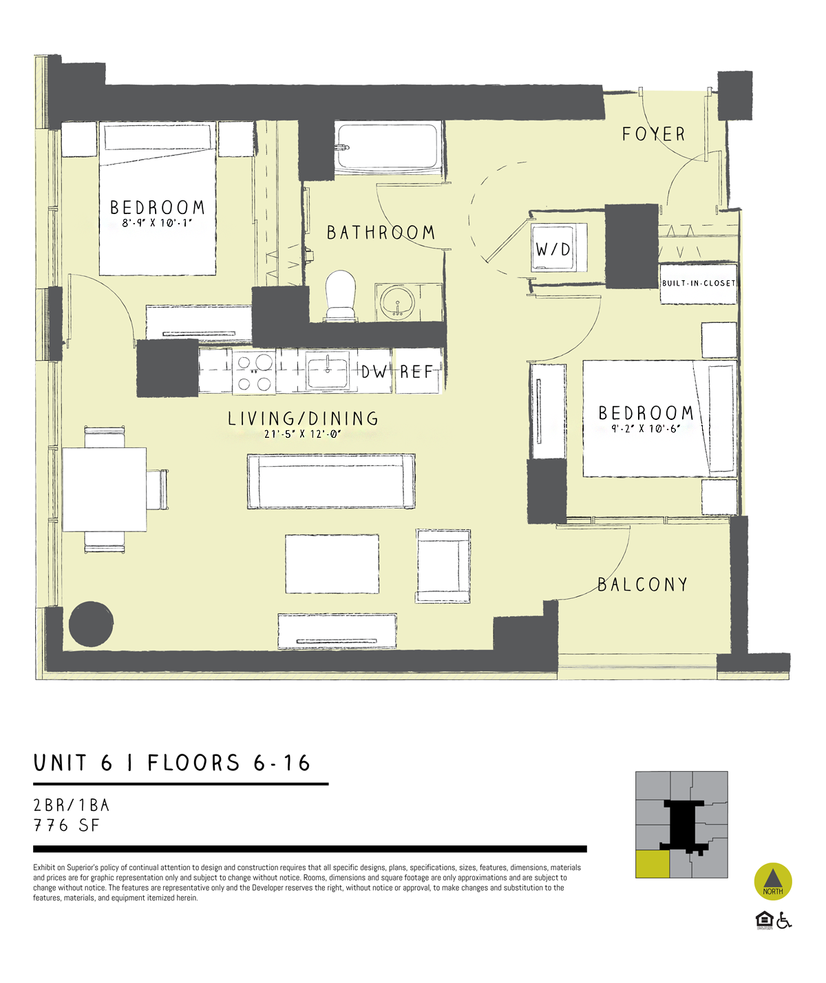 One Bedroom + Home Office 06A