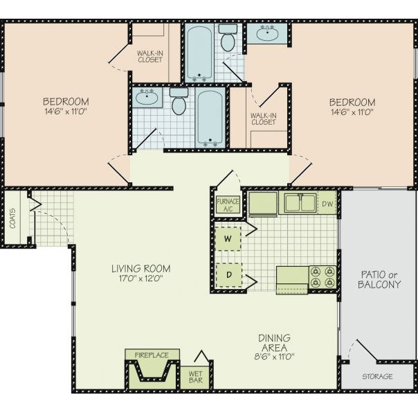 Floor Plan C Floor Plan C at Hudson Orchard Park Apartments, Greenville, SC