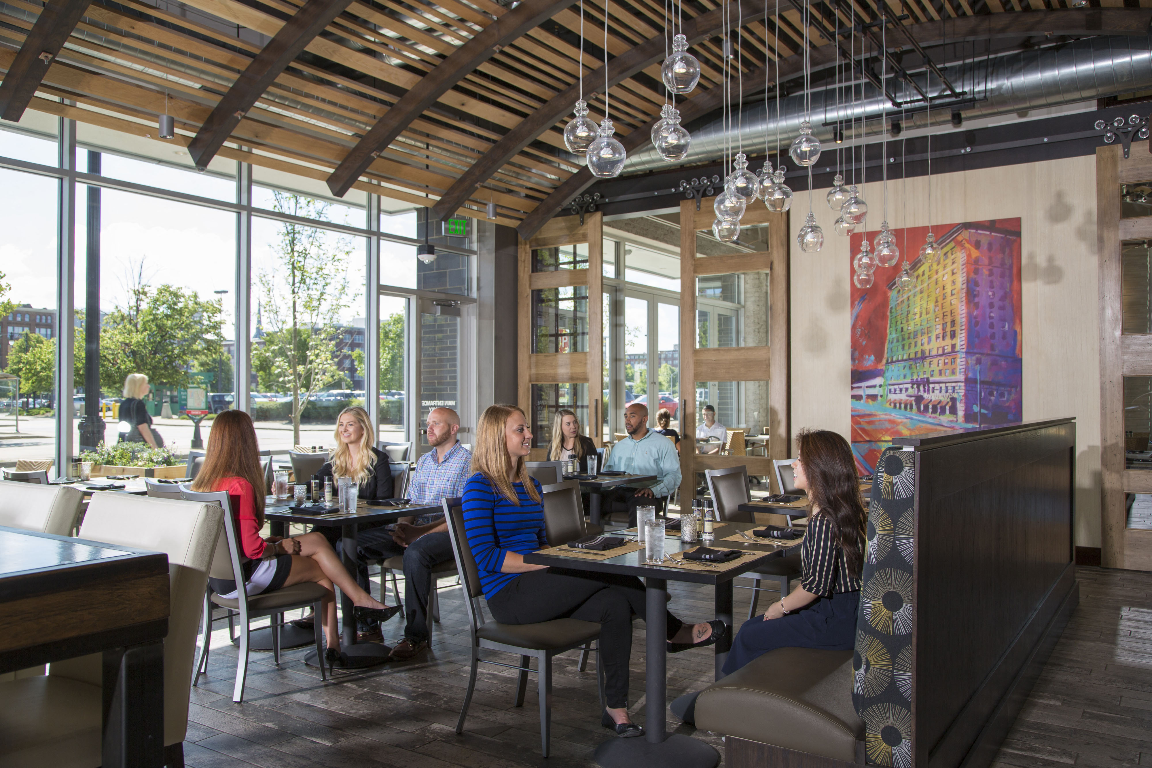 Dining at Wheelhouse Restaurant near Venue Tower Apartments