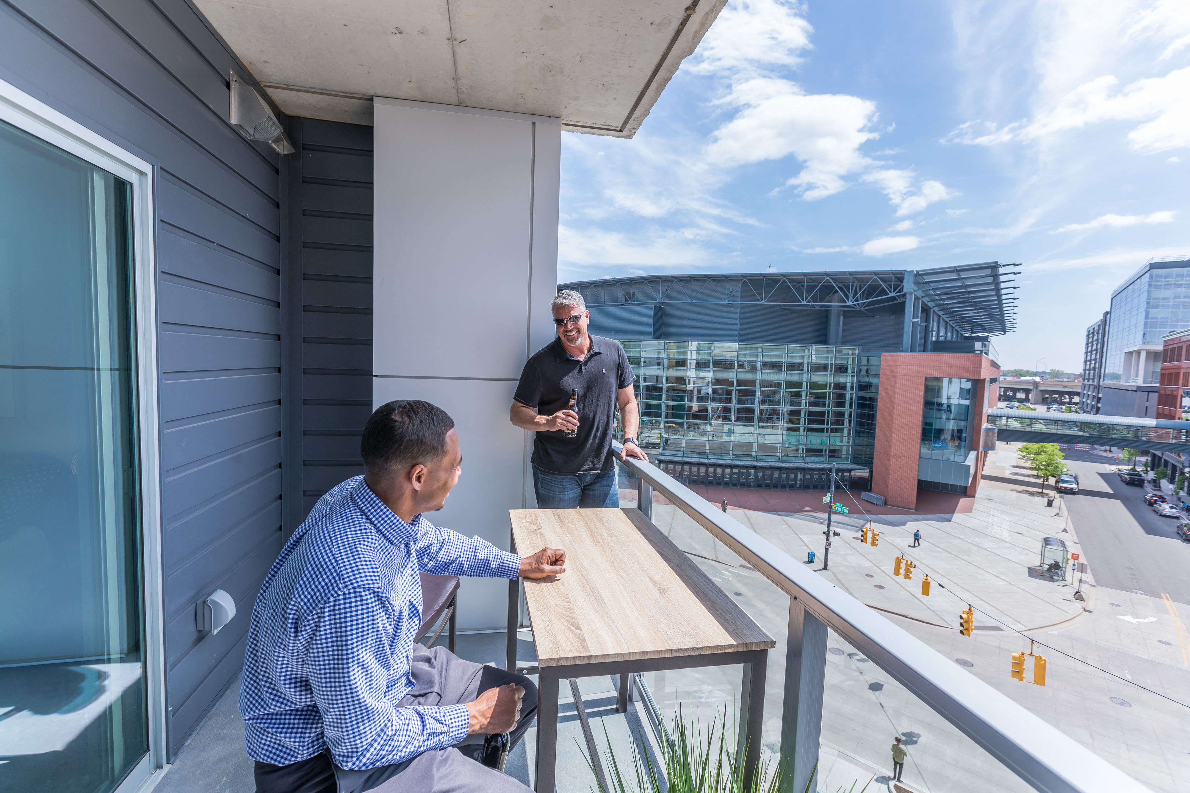 Balcony with Downtown Grand Rapids View at Venue Tower Apartments