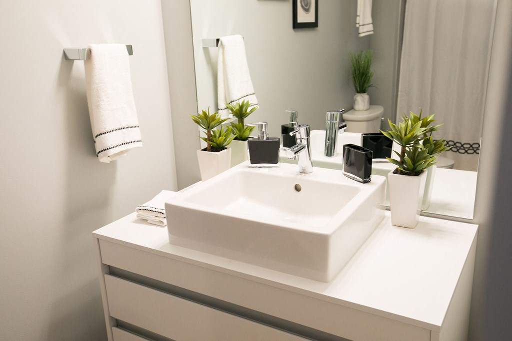 Modern Sink and Fixtures in Bathroom