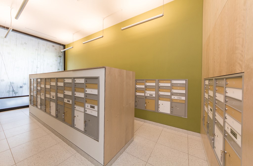 a view of the mail room in the new post office on the third floor