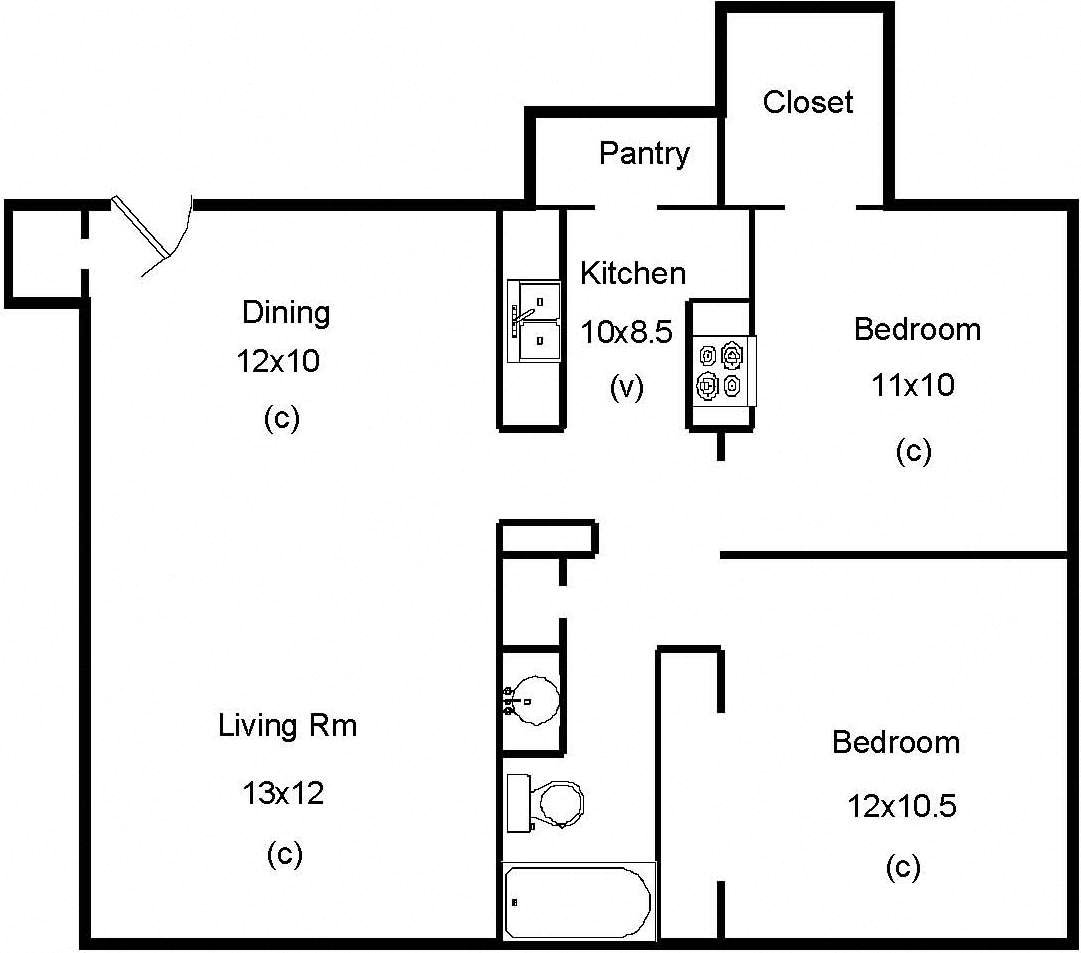 2 Bedroom w/ 1 Bath