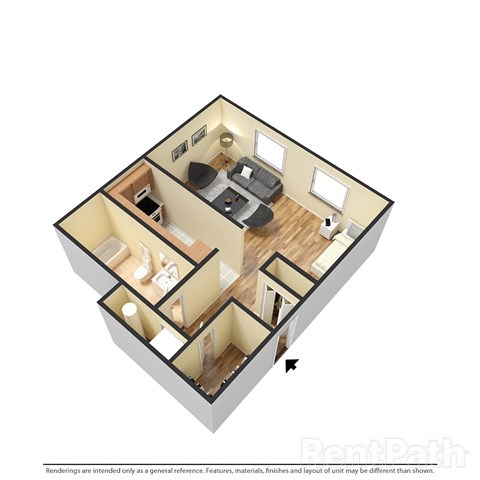 Attractive Studio Floor Plan at Hamilton Square Apartments, Westfield, Indiana