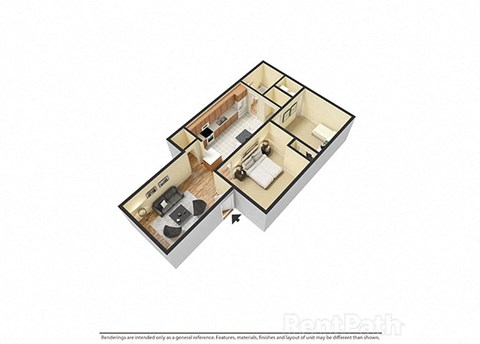 2 Bedroom, 1 Bathroom 850 Sq. Ft Slate Floor plan at Sandstone Court Apartments, Greenwood, IN