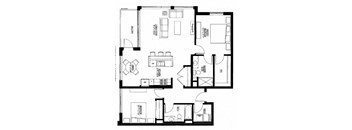 1253sf- 2 Bedroom w/Balcony
