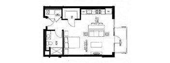 566sf- Studio w/Balcony