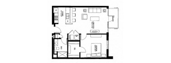 759sf- 1 Bedroom w/Balcony