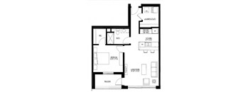 770sf- 1 Bedroom w/Balcony