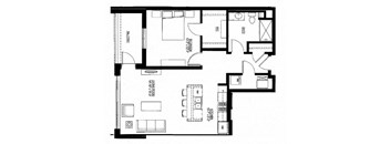 850sf- 1 Bedroom w/Balcony