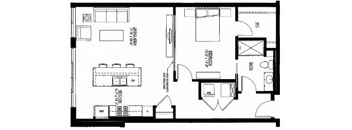 853sf- 1 Bedroom