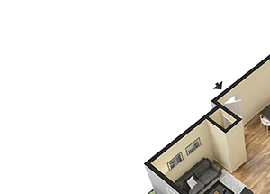 One Bedroom 3D View Floor Plan at Walnut Creek Apartments, Indiana One Bedroom 3D View Floor Plan at Walnut Creek Apartments, Indiana