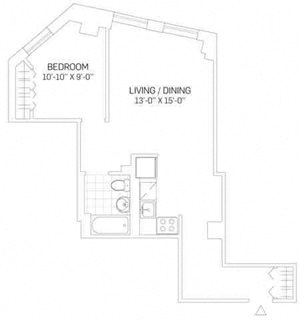 1 Bedroom 63-1 Bed, 1 Bath floorplan 