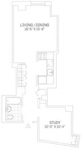 Studio Study 63-0 Bed, 1 Bath floorplan 