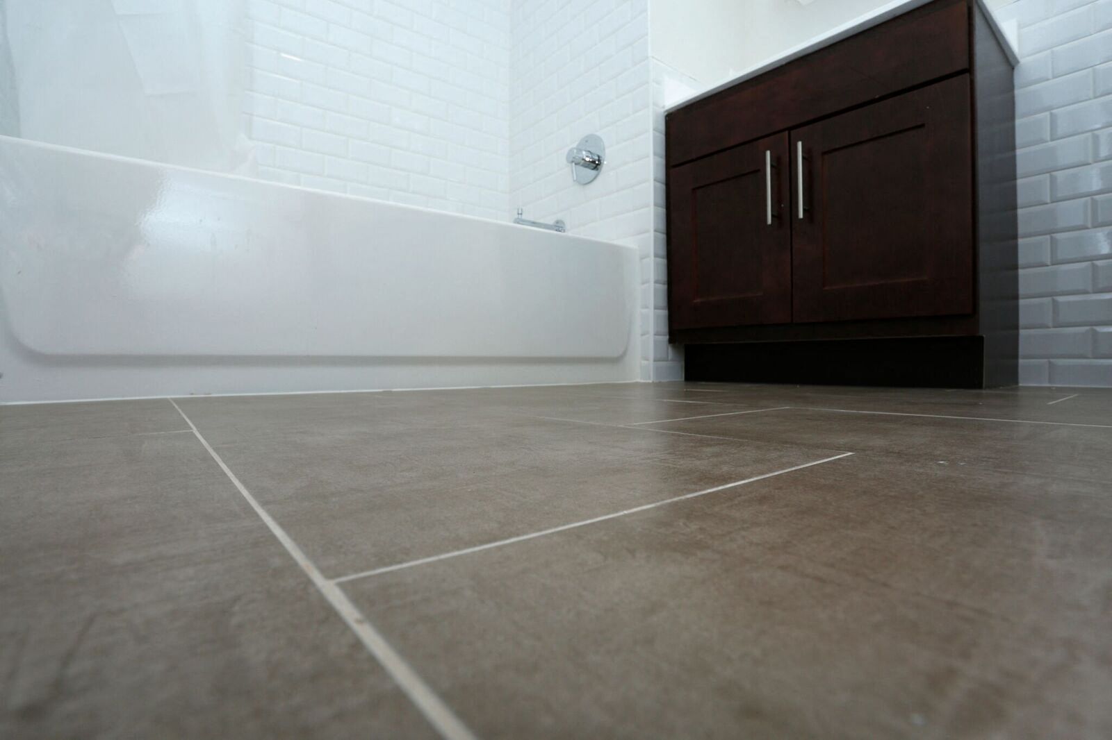 close up shot of tiled floors in bathroom