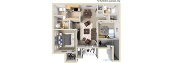 Two Bedroom Floor Plan at Rancho Serene, Las Vegas, Nevada