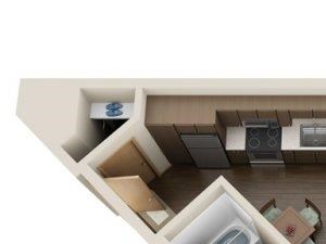 Traditional 1bd 1ba - D Floor Plan Traditional 1bd 1ba - D Floor Plan at Link Apartment Homes, Washington, 98126