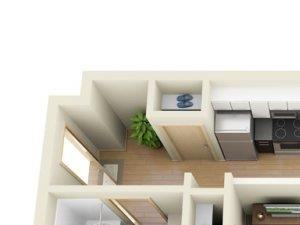 Urban 1bd 1ba - B Floor Plan Urban 1bd 1ba - B Floor Plan at Mural, Seattle, WA, 98116