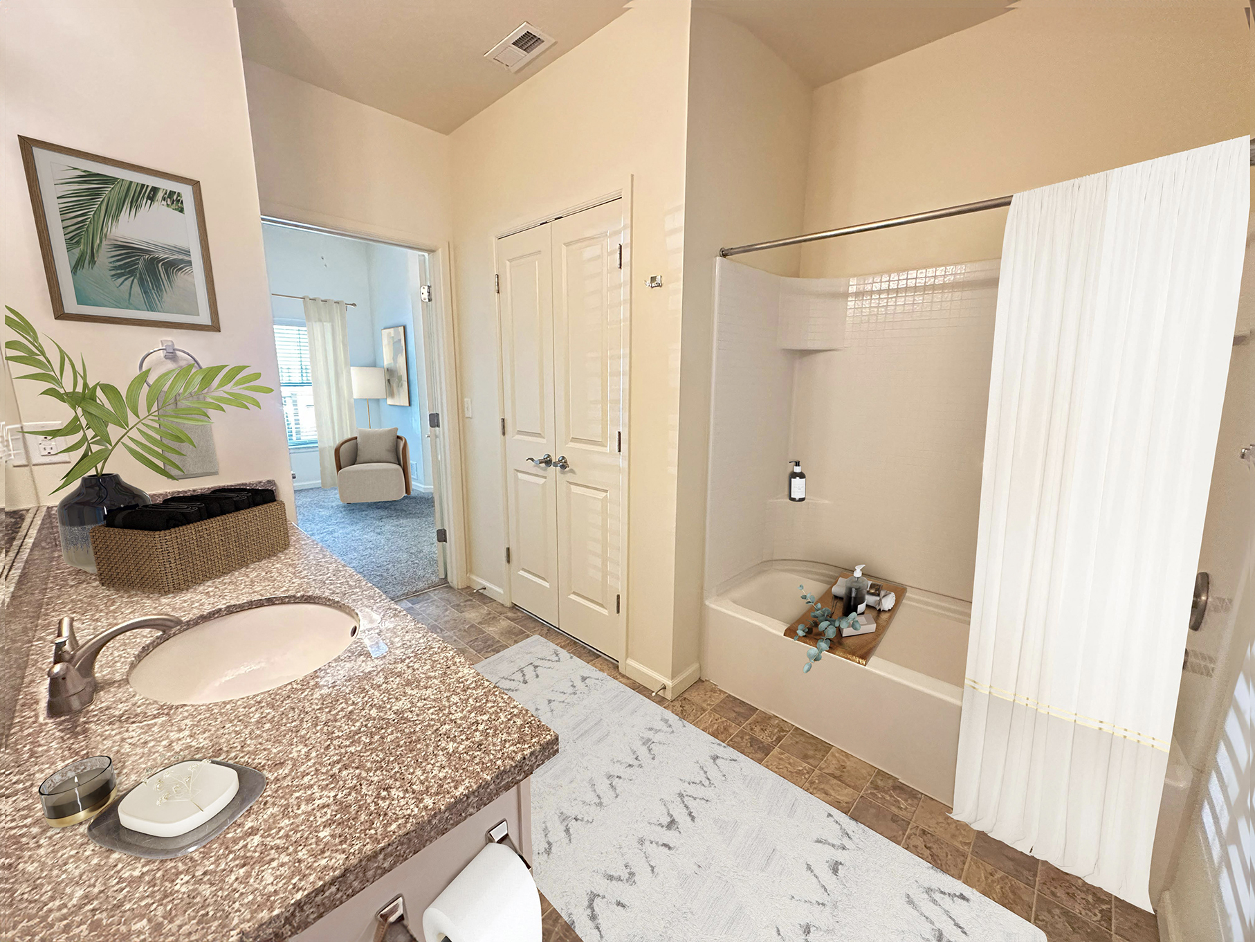 Liberty Center Apartments, Provo, Utah, Bathroom with bathtub, closet, sink