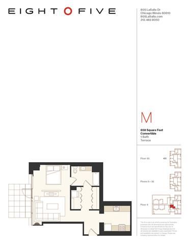 Convertible 2 With Terrace Floor Plan Convertible 2 With Terrace Floor Plan at Eight O Five, Chicago, IL, 60610