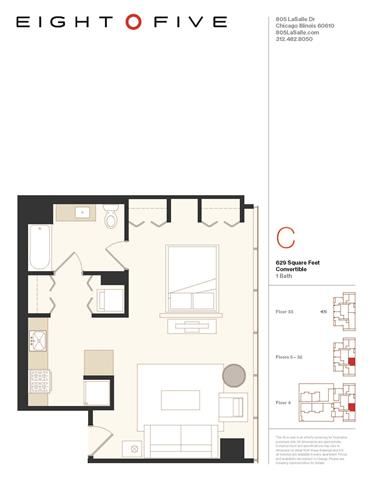 Convertible 1 Floor Plan Convertible 1 Floor Plan at Eight O Five, Chicago, IL