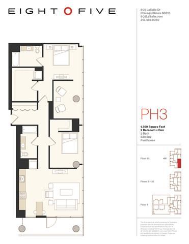 D4PH Floor Plan D4PH Floor Plan at Eight O Five, Chicago, IL, 60610