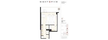 Studio1E Floor Plan at Eight O Five, Chicago, IL