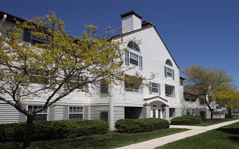 a white house with a tree in front of it