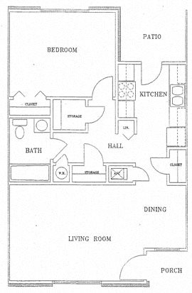 1 Bed 1 Bath Floor Plan 2