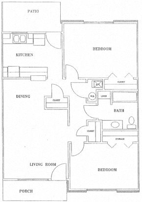 2 Bed 1 Bath Floor Plan 3