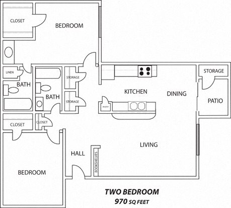 2 Bed 2 Bath Floor Plan 2