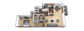1 bedroom 1 bathroom floor plan   at Charlesgate Apartments, Towson, Maryland