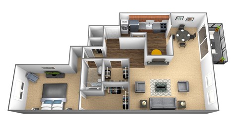 1 bedroom 1 bathroom floor plan   at Charlesgate Apartments, Towson, Maryland