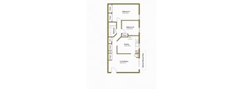 2BR TRAD Floor Plan at Hyde Park Apartments, Baltimore, 21221