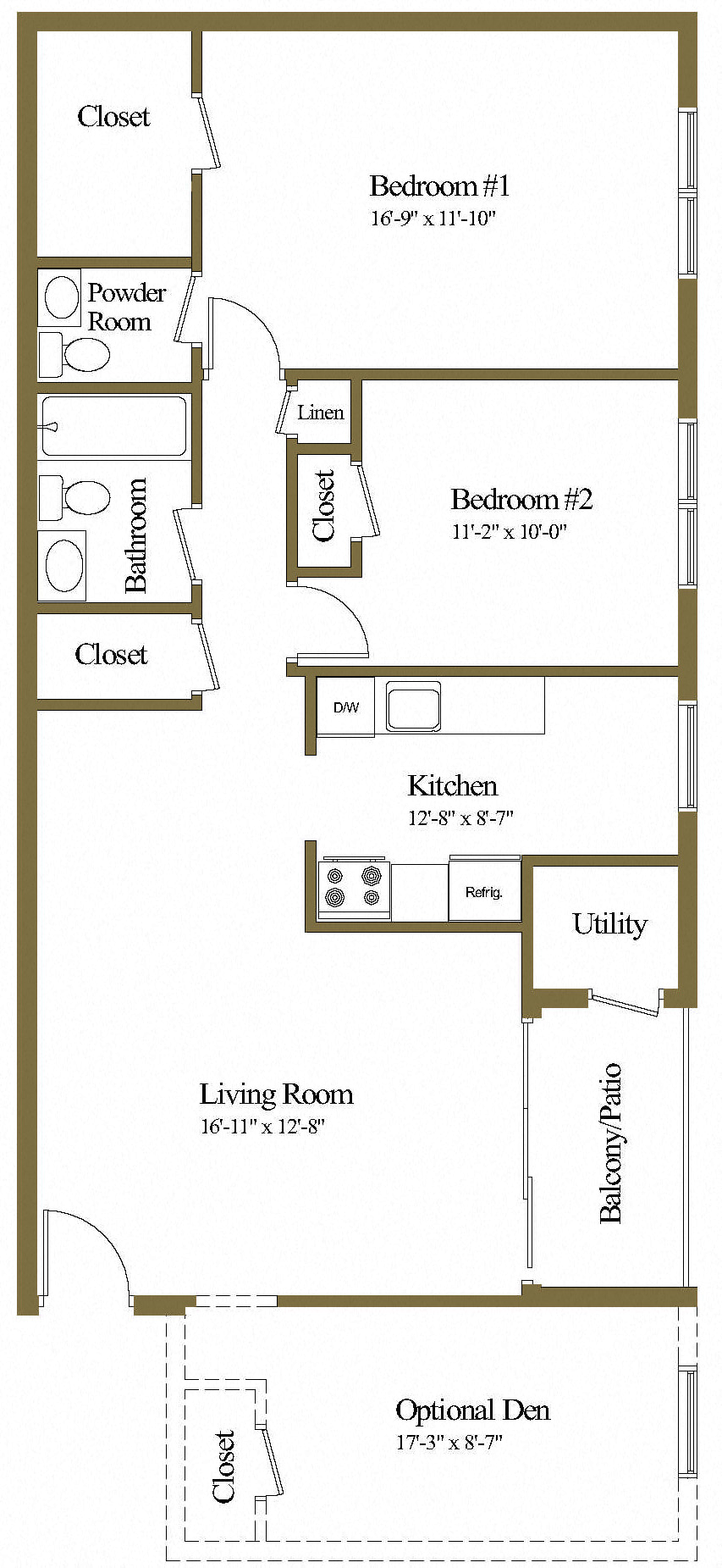2 Bedroom 1.5 Bath